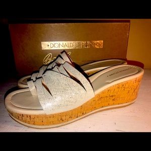 Donald J Pliner Sheena Silver Distress Platform Wedge Slip On